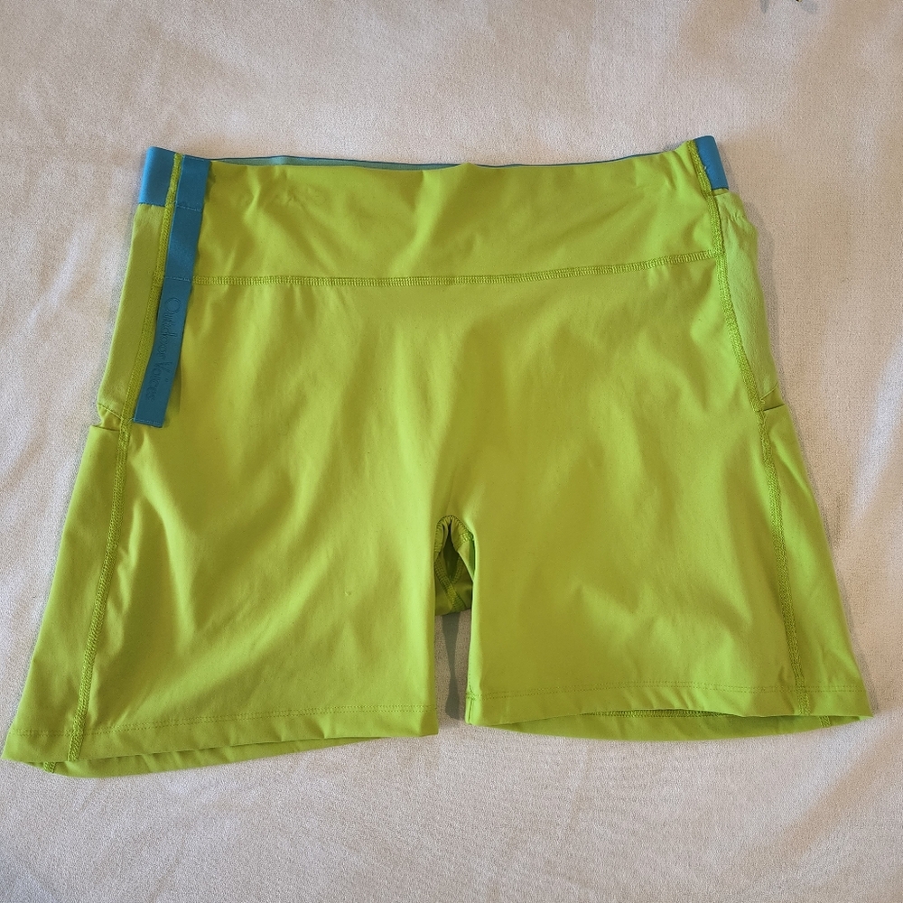 Outdoor Voices x Mickey & Co Goofy Bike Shorts XXL Neon Green Blue